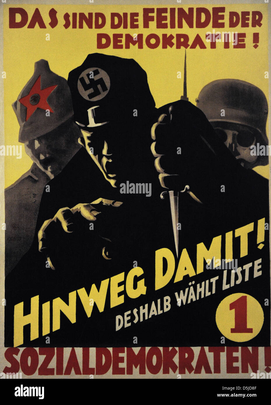 SPD-Plakat für die Wahlen zum Reichstag. September 1930. Deutschland. Stockfoto