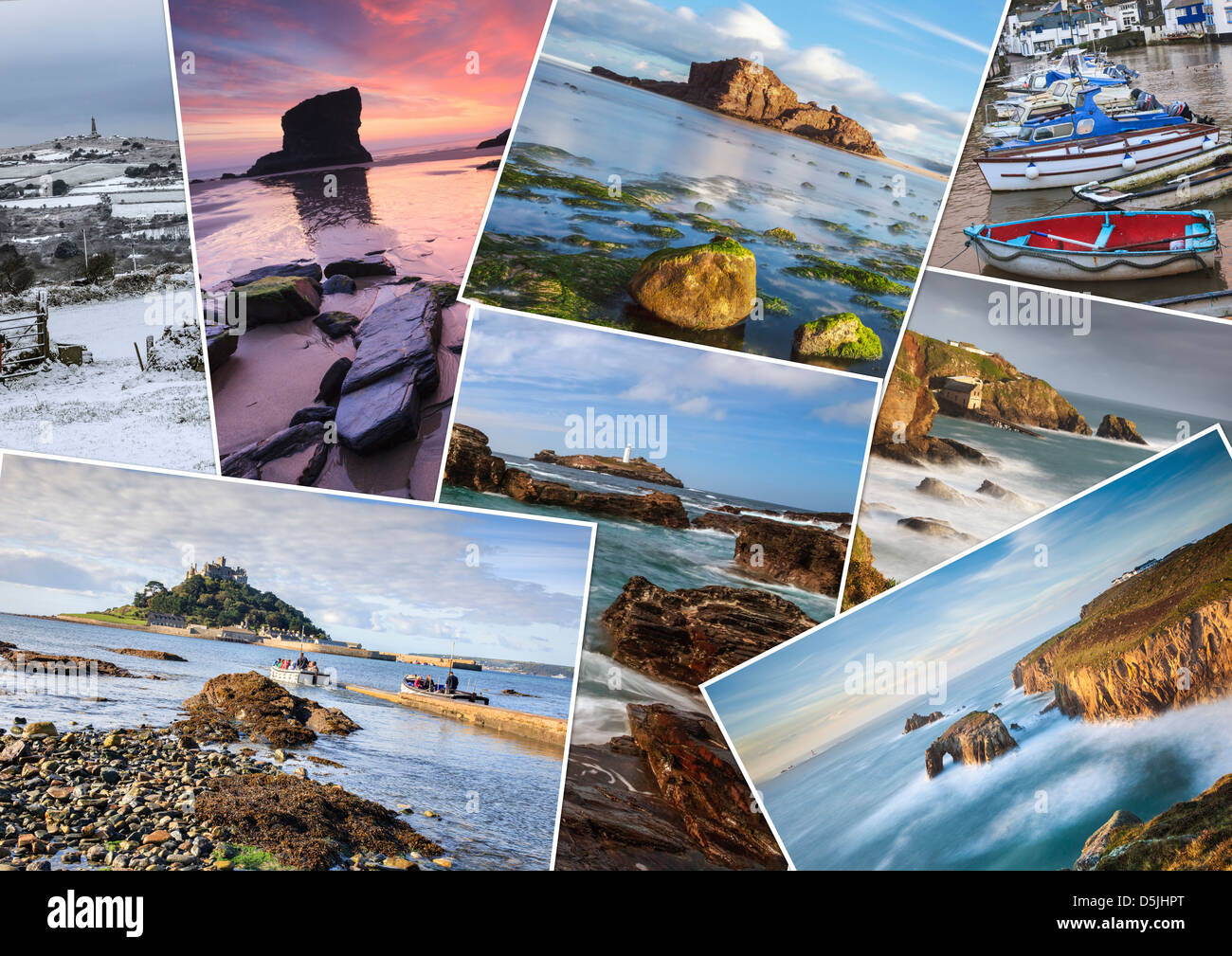 Eine Montage von 8 Bildern eingefangen in Cornwall Stockfoto