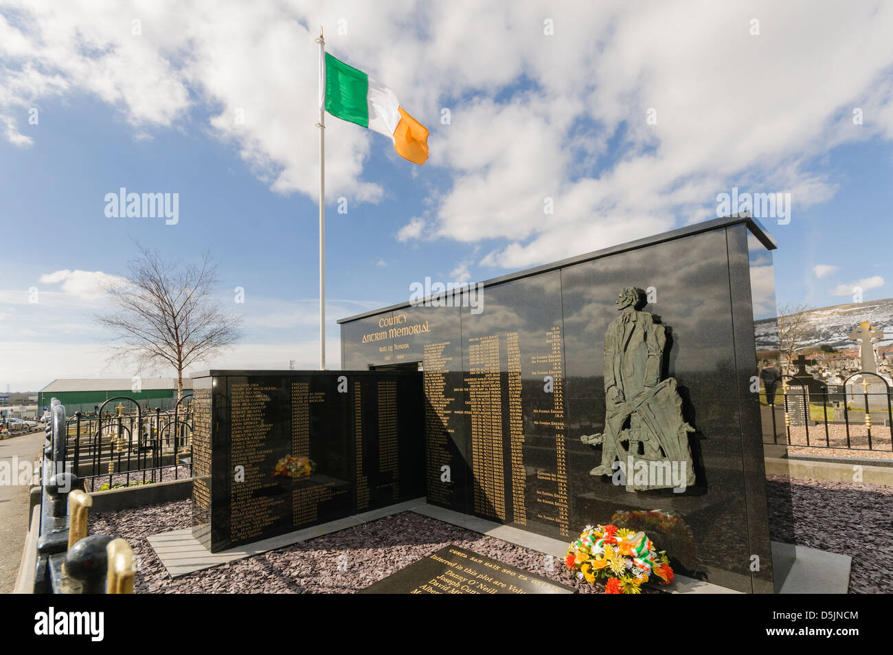 Irische Republikanische County Antrim memorial Plot, Milltown Friedhof, Belfast, Nordirland. Stockfoto