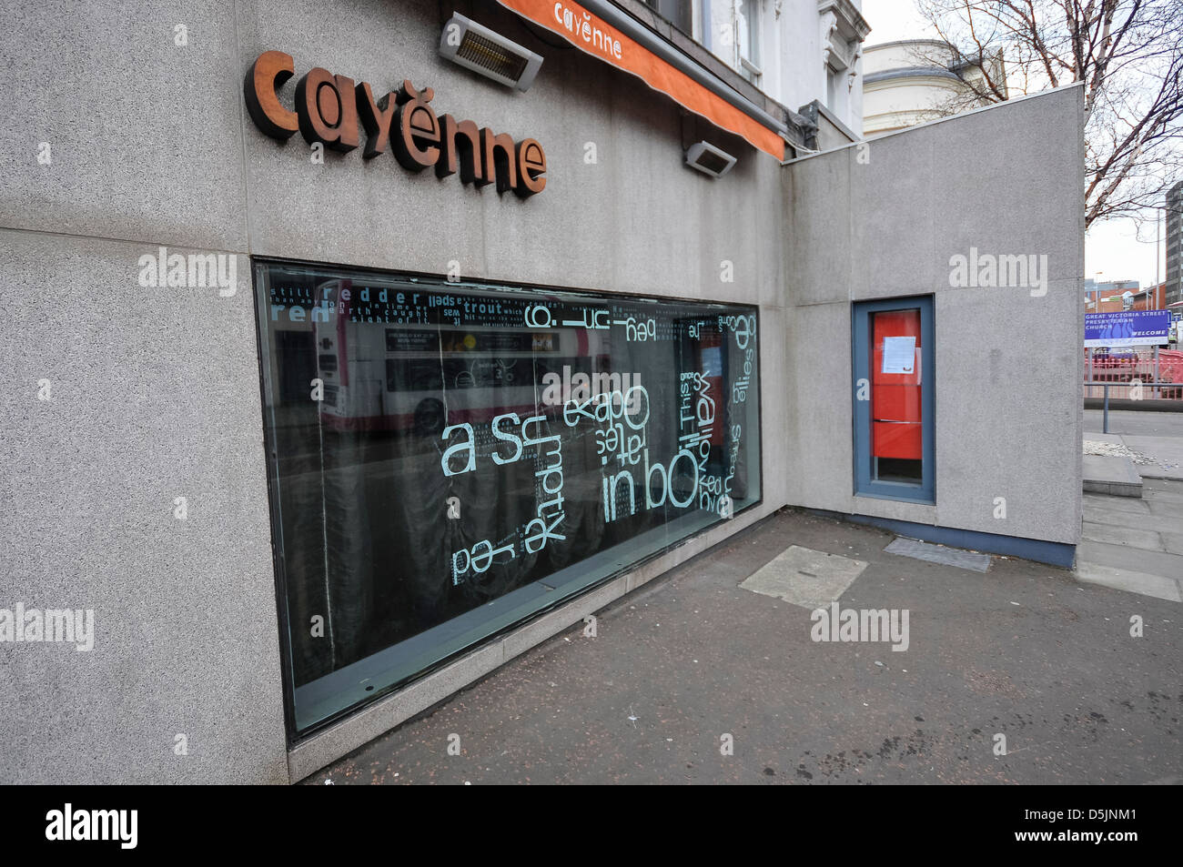 Cayenne-Restaurant in Belfast, vor kurzem von Celebrity Chef Besitzer Paul Rankin geschlossen. Stockfoto