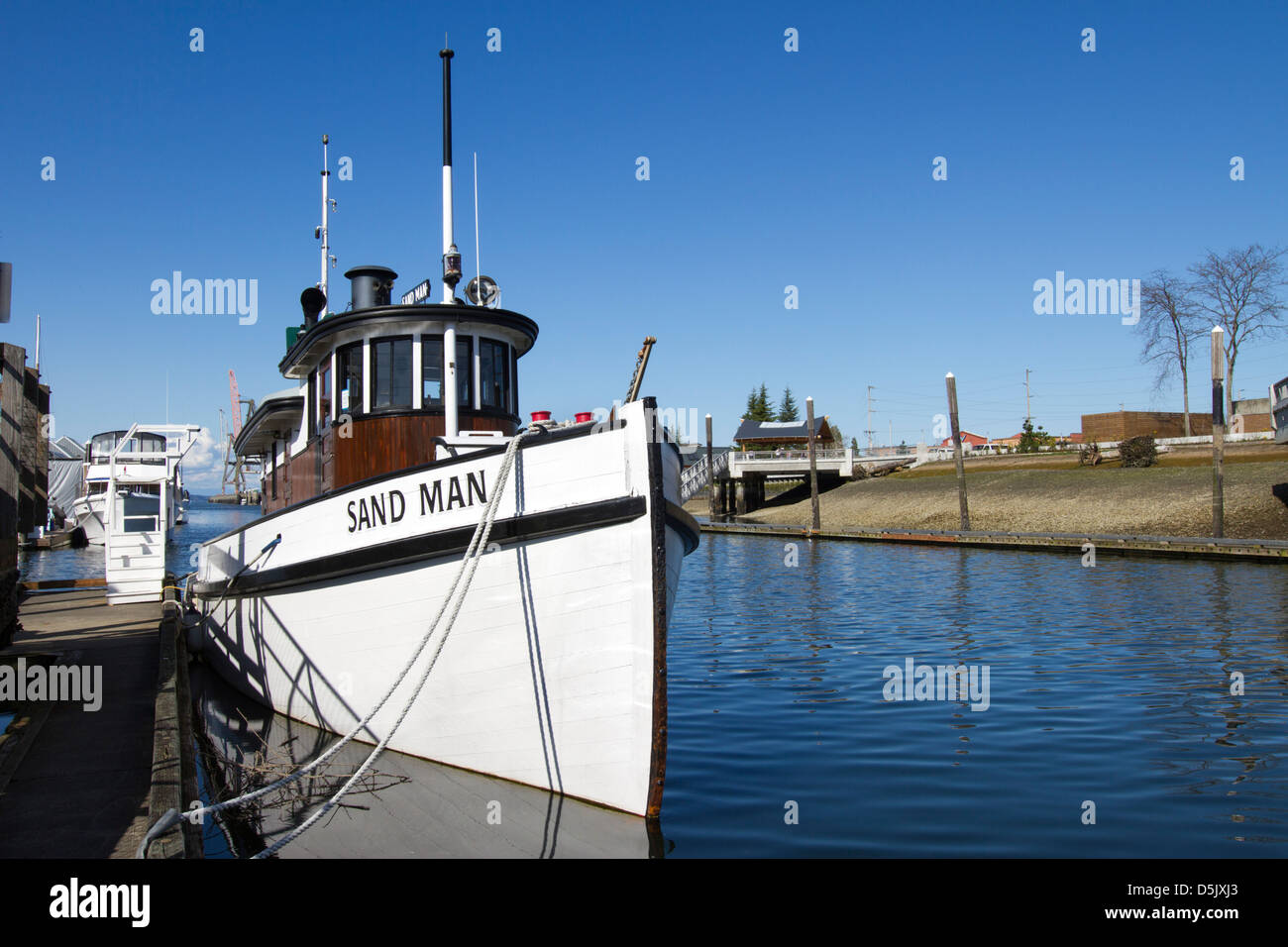 Der Sand-Mann-Schlepper – ein Vintage alte Schiff 1910 erbaut und ankern in Olympia, Washington. Stockfoto