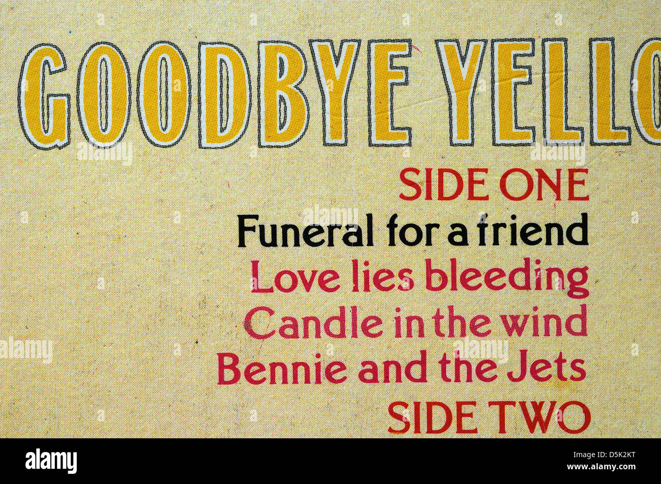 Candle in the Wind von Elton John auf dem Album Goodbye Yellow Brick Road Stockfoto