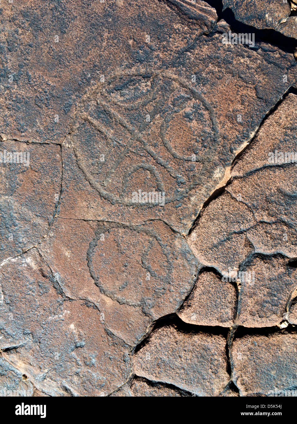 Prähistorische Felszeichnungen in Oukaimeden Skigebiet im hohen Atlas-Gebirge in Marokko Stockfoto