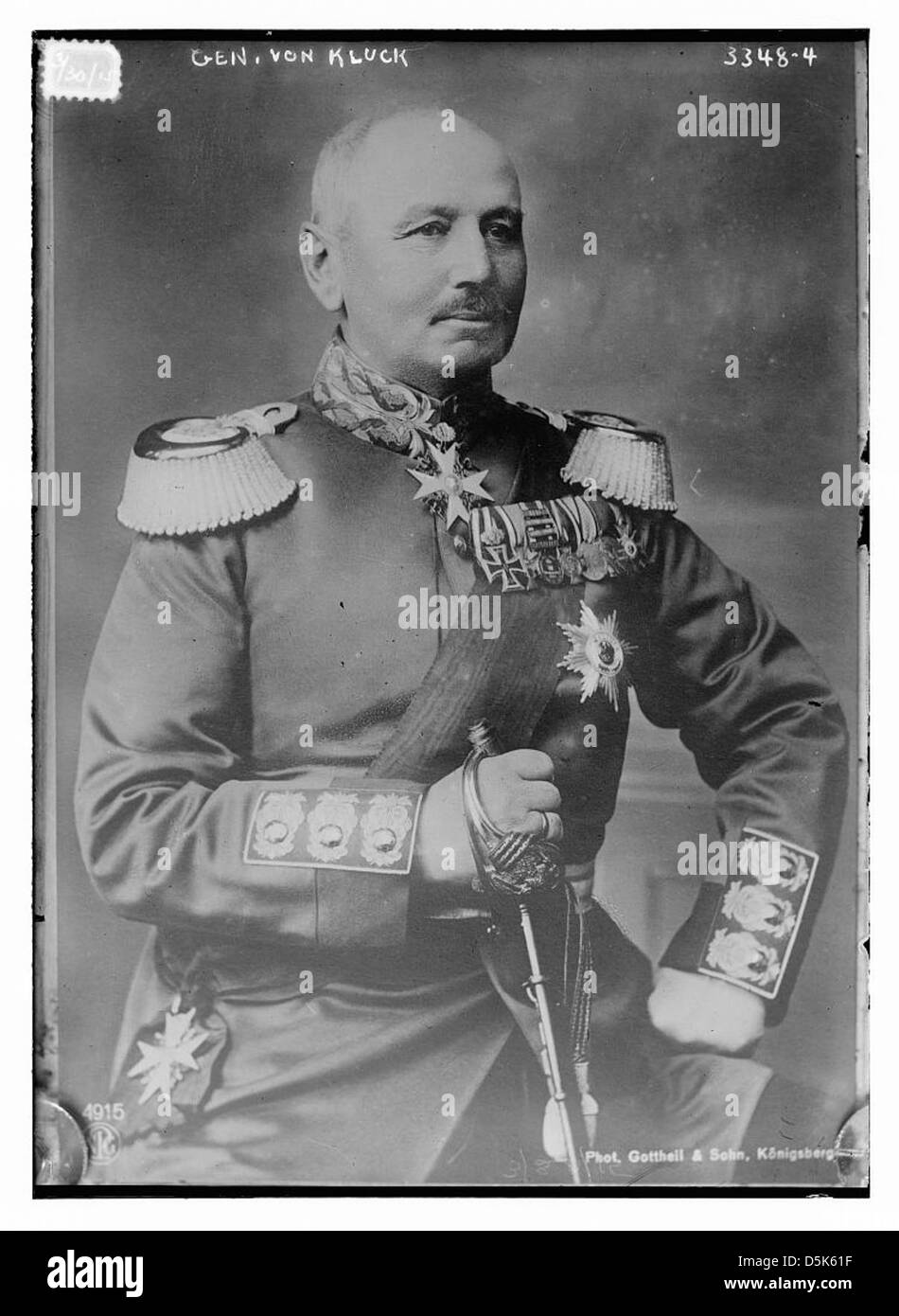 Ein Foto von General von Kluck, einem prominenten deutschen Militärführer während des Ersten Weltkriegs. Das Bild zeigt seine militärische Führung und Rolle in den ersten Kriegsjahren in Preußen. Stockfoto