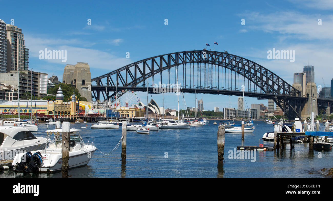 Lavender Bay und Sydney Harbour Bridge Australien Stockfoto