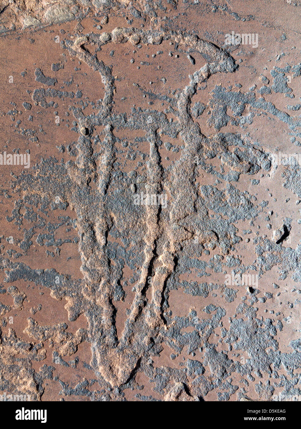 Prähistorische Felszeichnungen in Oukaimeden Skigebiet im hohen Atlas-Gebirge in Marokko Stockfoto