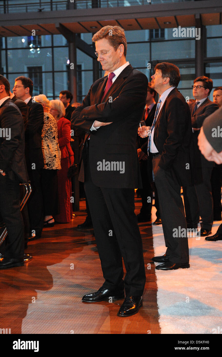 Guido Westerwelle bei Manager-meeting bearbeitendeutsche Telekom im Atrium. Berlin, Deutschland Stockfoto