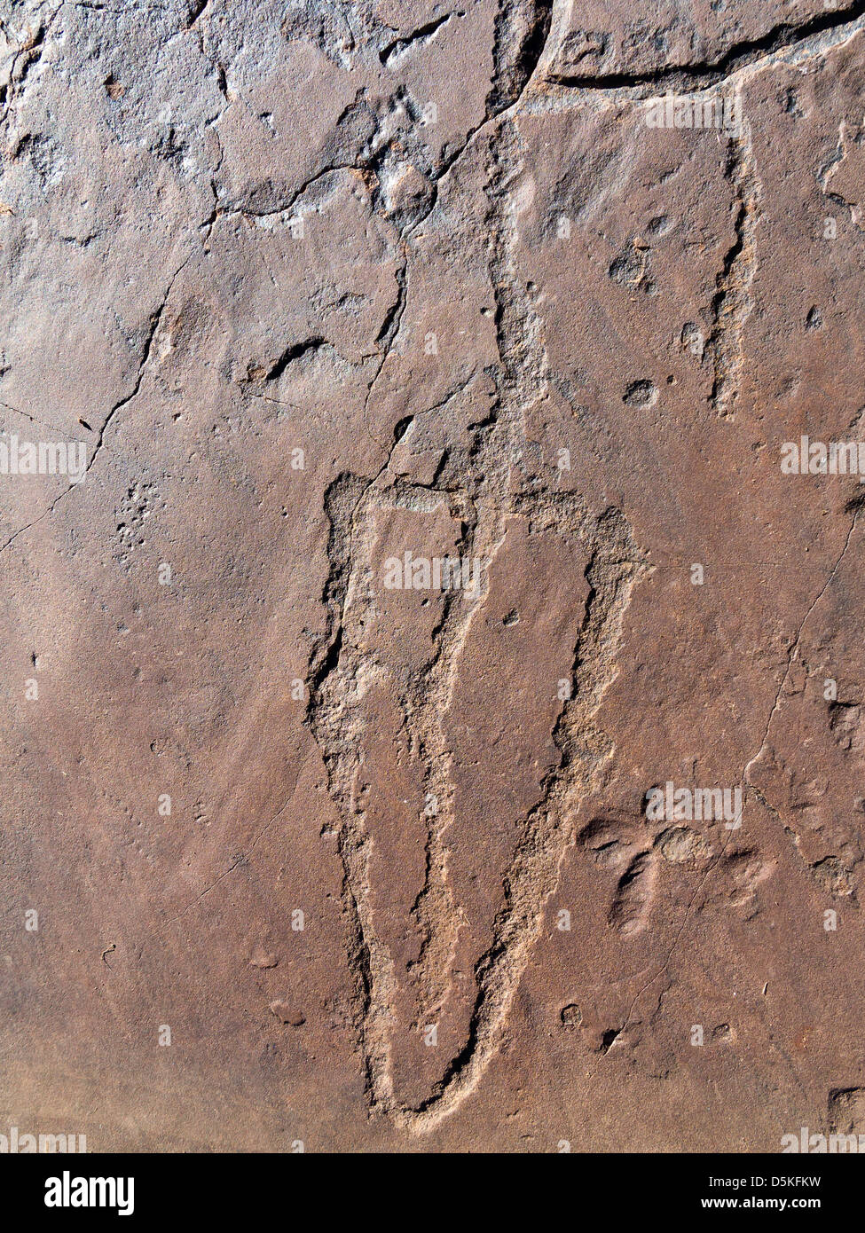 Prähistorische Felszeichnungen in Oukaimeden Skigebiet im hohen Atlas-Gebirge in Marokko Stockfoto