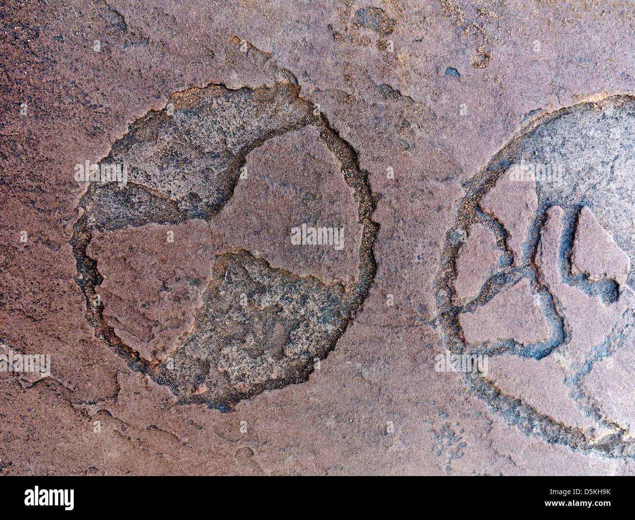 Prähistorische Felszeichnungen in Oukaimeden Skigebiet im hohen Atlas-Gebirge in Marokko Stockfoto