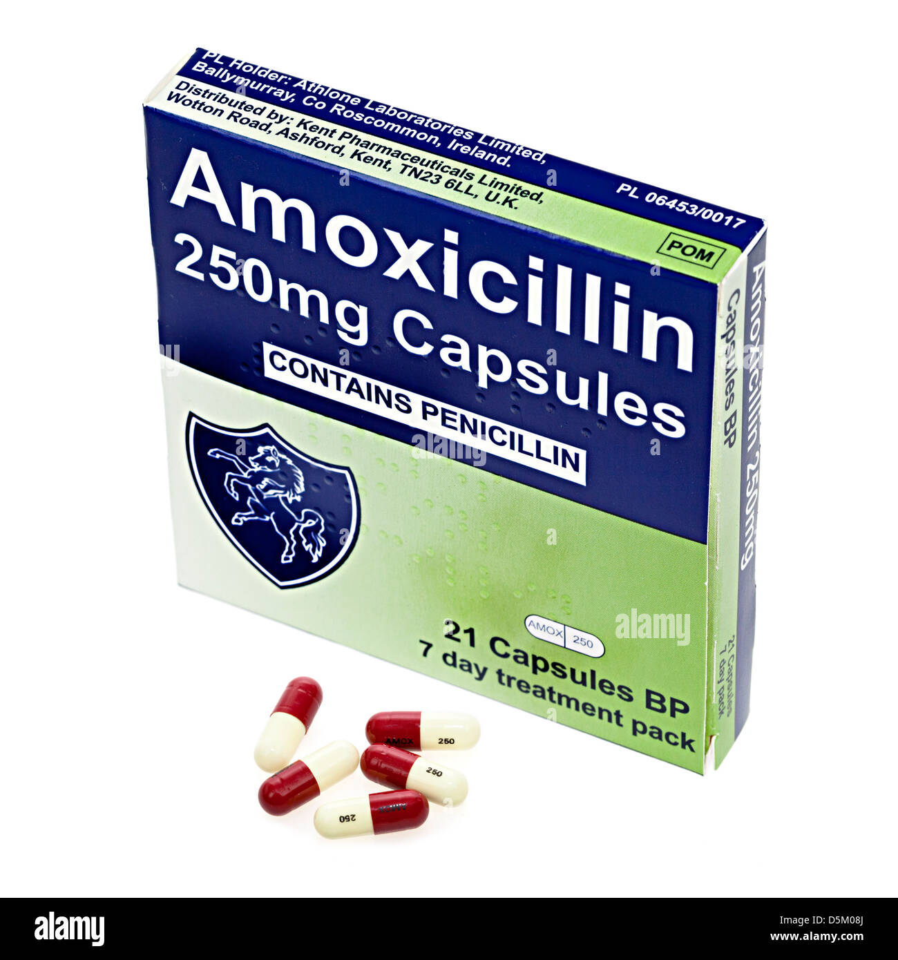 Amoxycillin 250mg Kapseln für Penicillin-Behandlung Stockfoto