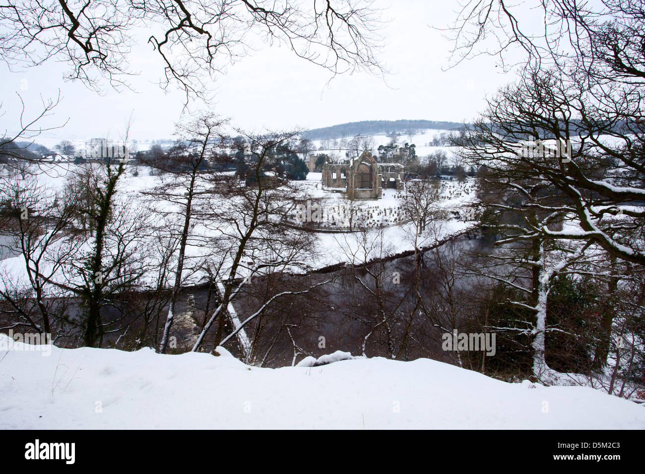 Bolton Abbey im Winter Wharfedale Yorkshire England Stockfoto