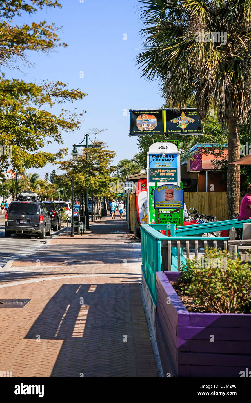 Siesta Key Dorf Main Street, Florida Stockfotografie - Alamy