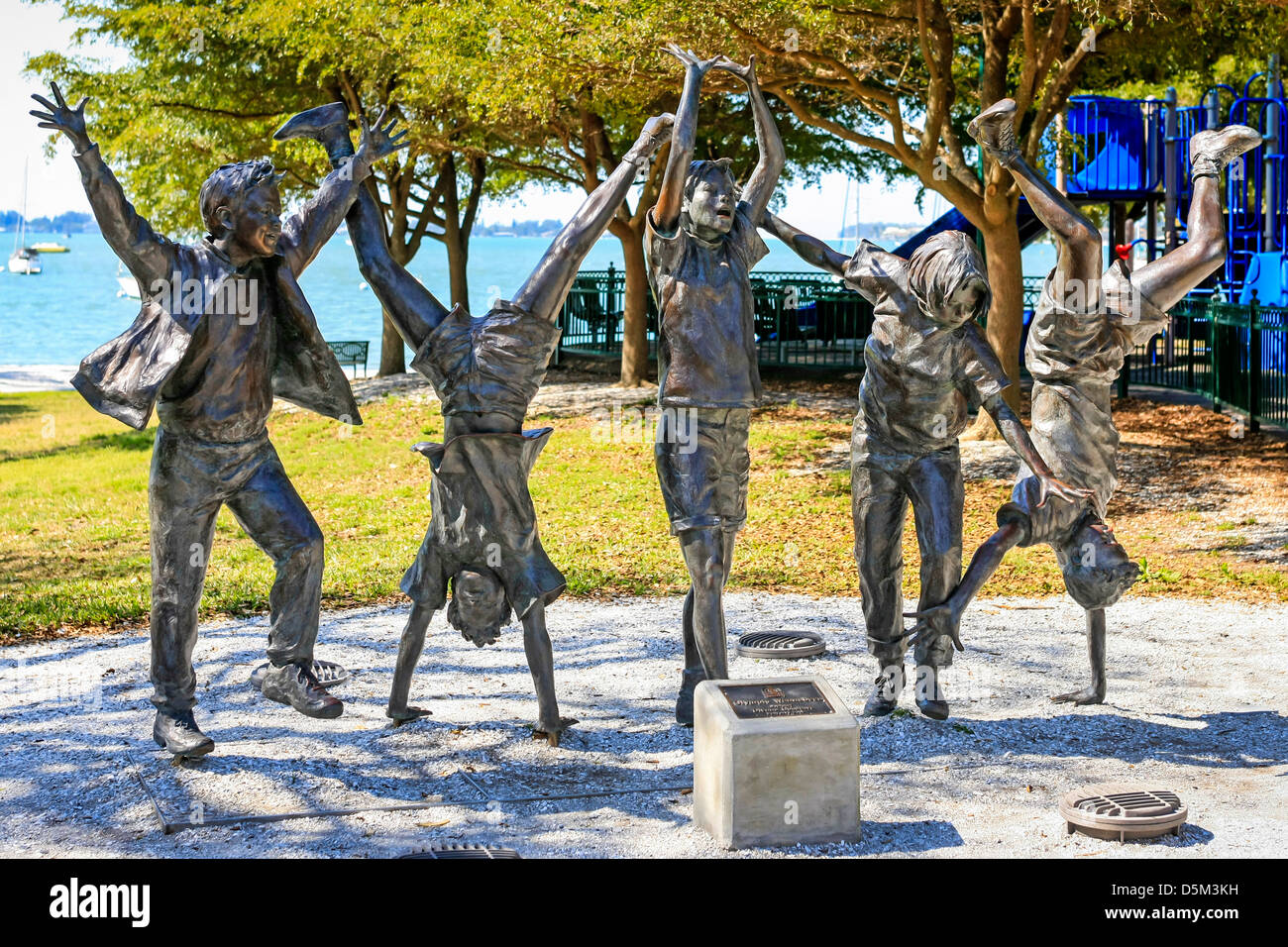 Skulpturen, die Olympische Möchtegerns von Glenna Goodacre bei Marina Jack Trail Sarasota FL genannt Stockfoto