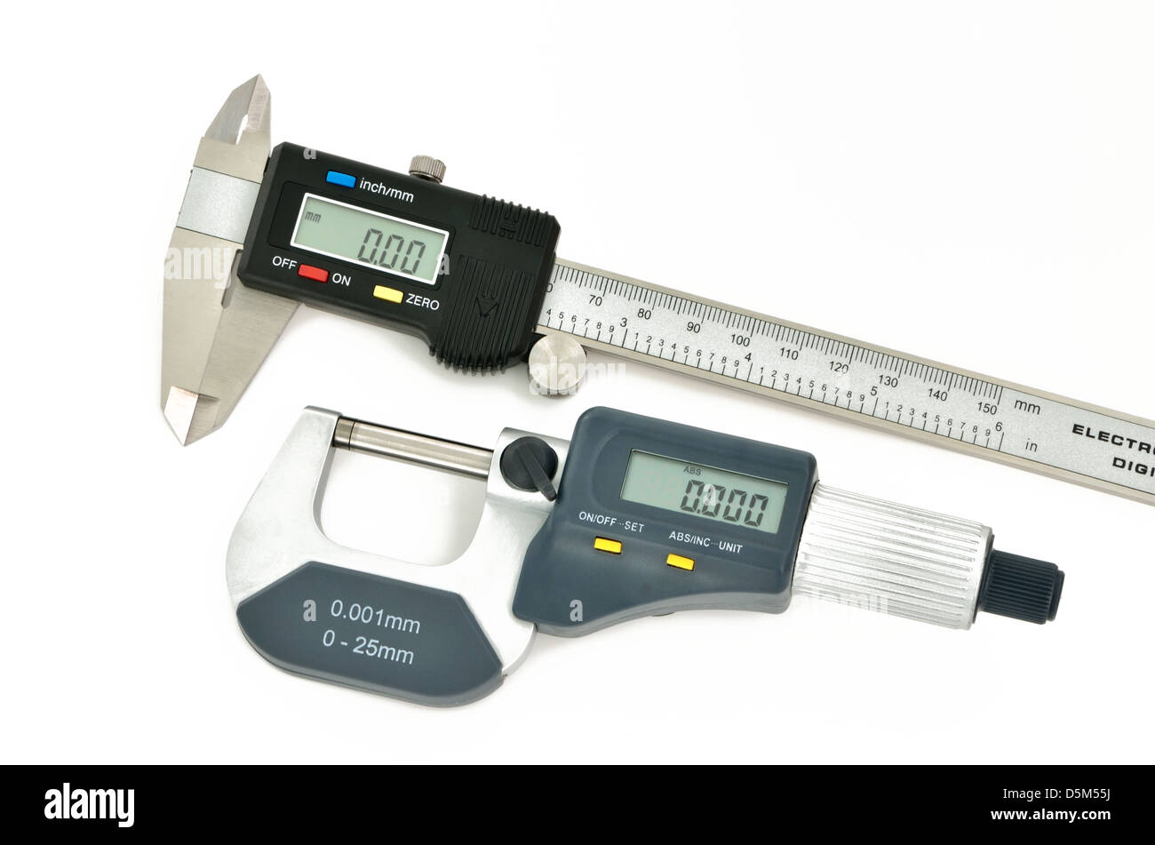 Digital-Bremssattel und Mikrometer Stockfoto