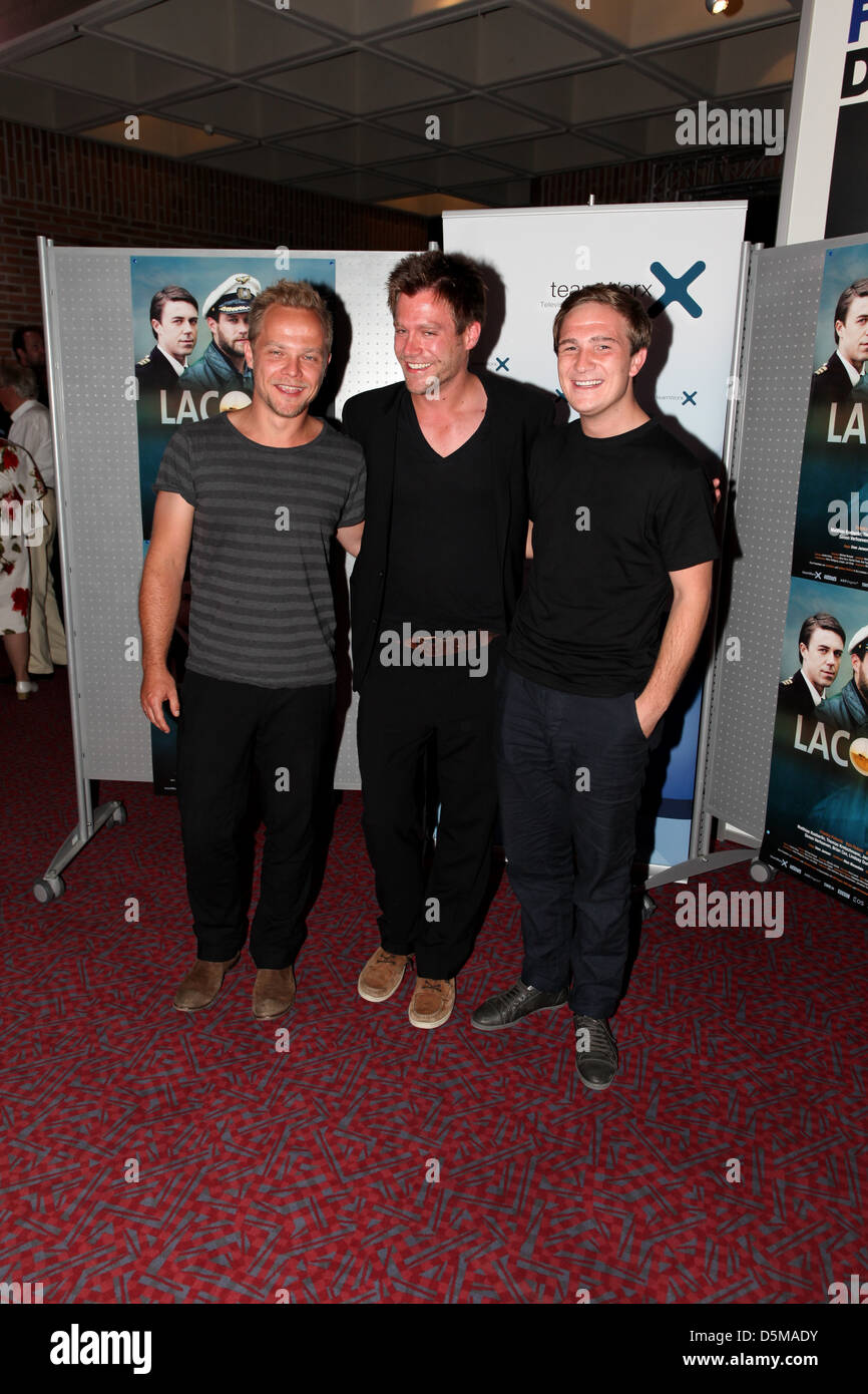 Matthias Koeberlin und Ken Duken und Frederick Lau TeamWorx Rezeption während Filmfest Muenchen in der Lounge am Gasteig. Stockfoto