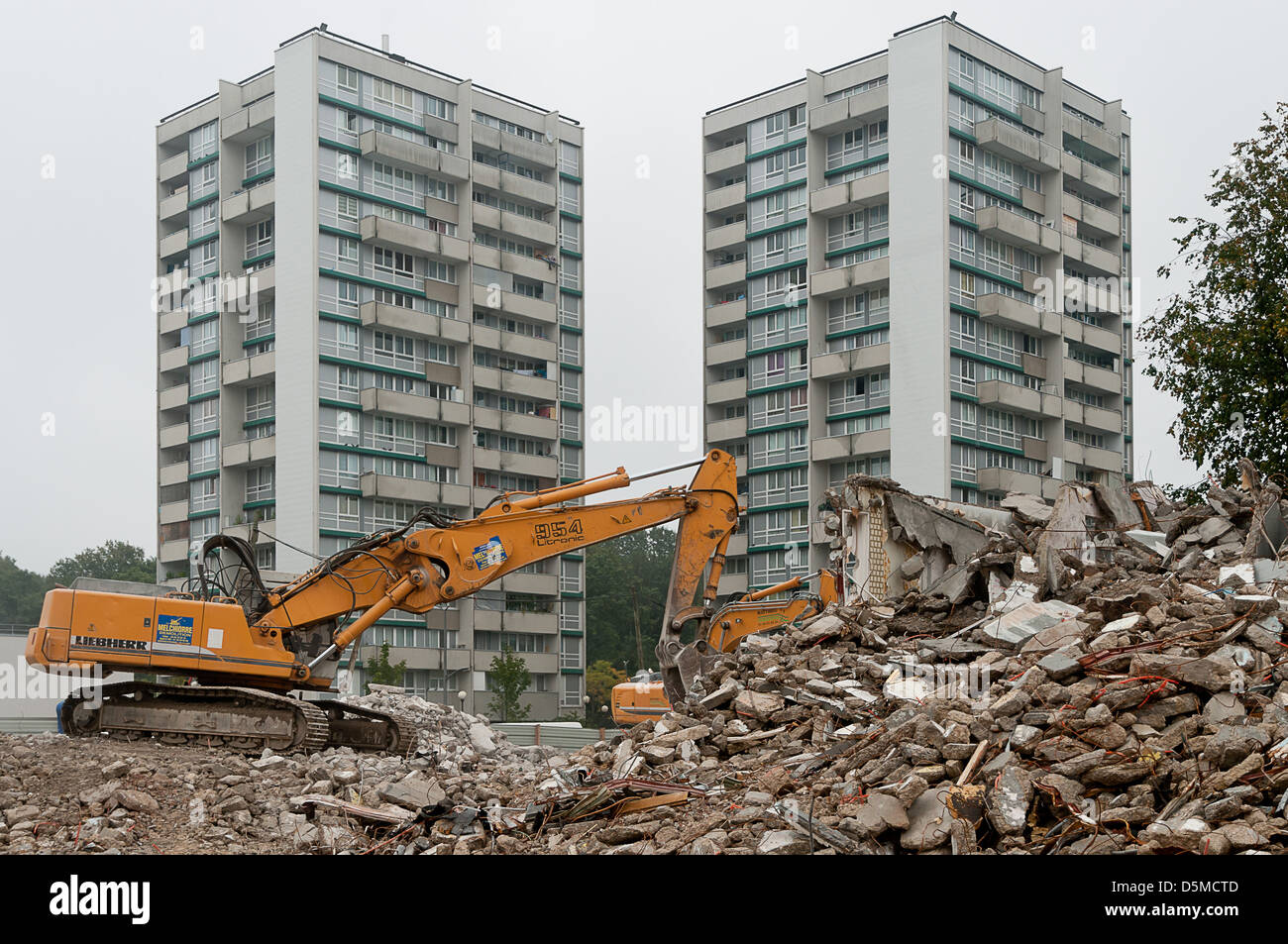 Umstrukturierung der städtischen Zusammensetzung auf die Nachbarschaften von Clichy-Sous-Bois & Clichy Montfermeil auf den Paris Vororten. Stockfoto