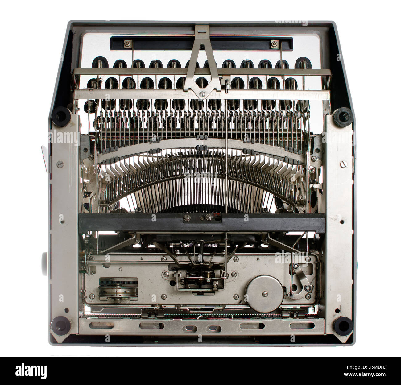 Vintage Schreibmaschine Mut auf weißem Hintergrund Stockfoto