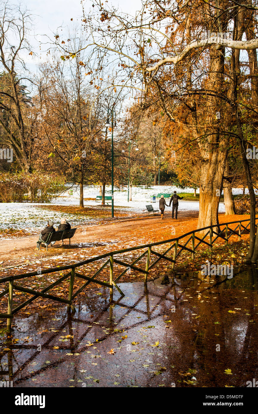 Parco Sempione im Winter. Stockfoto