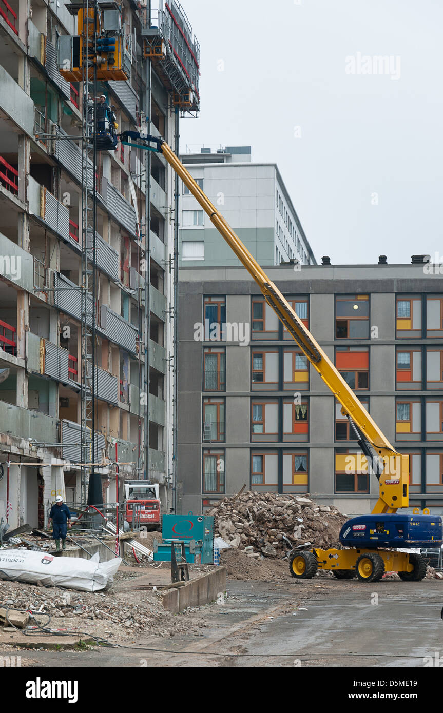 Umstrukturierung der städtischen Zusammensetzung auf die Nachbarschaften von Clichy-Sous-Bois & Clichy Montfermeil auf den Paris Vororten. Stockfoto