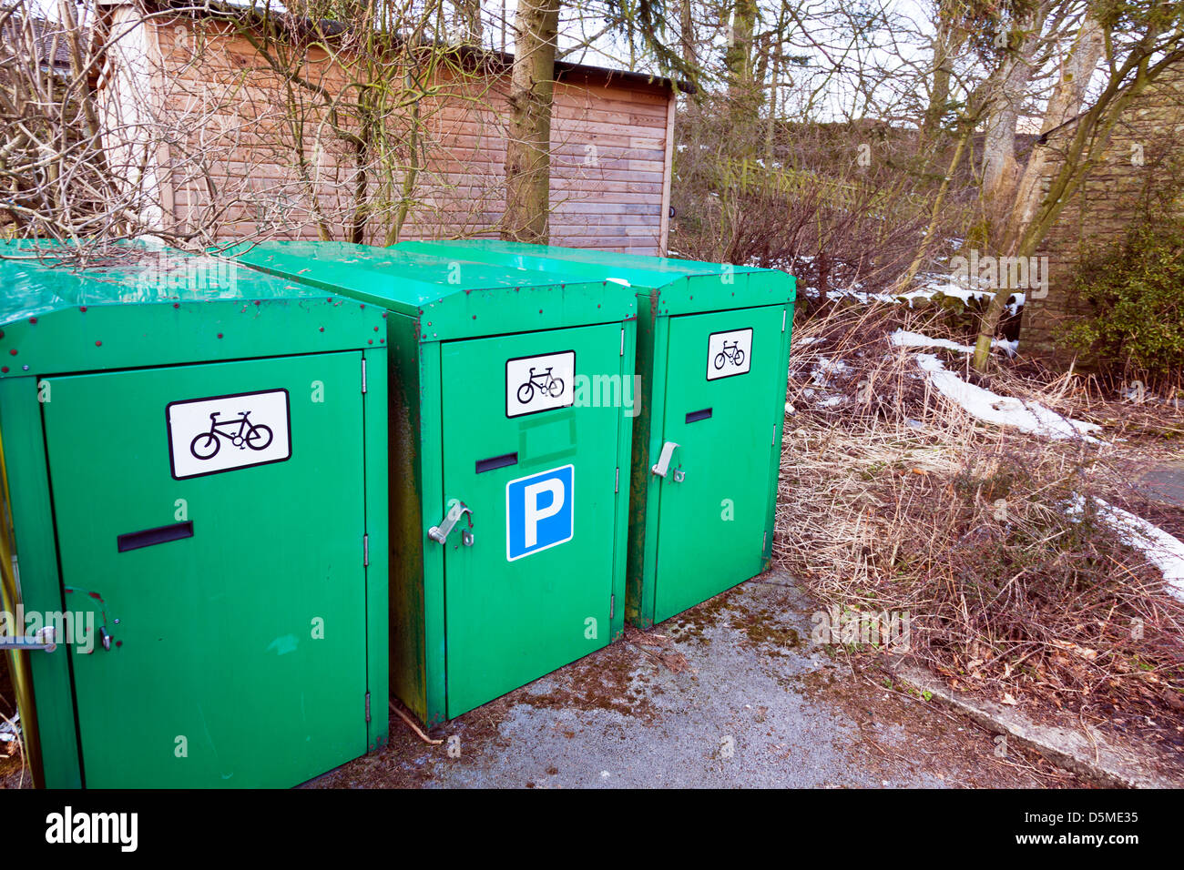 Laufrad Push Bike Fahrrad sicher Park Parkplatz um Ihr Fahrrad Yorkshire Dales, UK, England zu verlassen Stockfoto