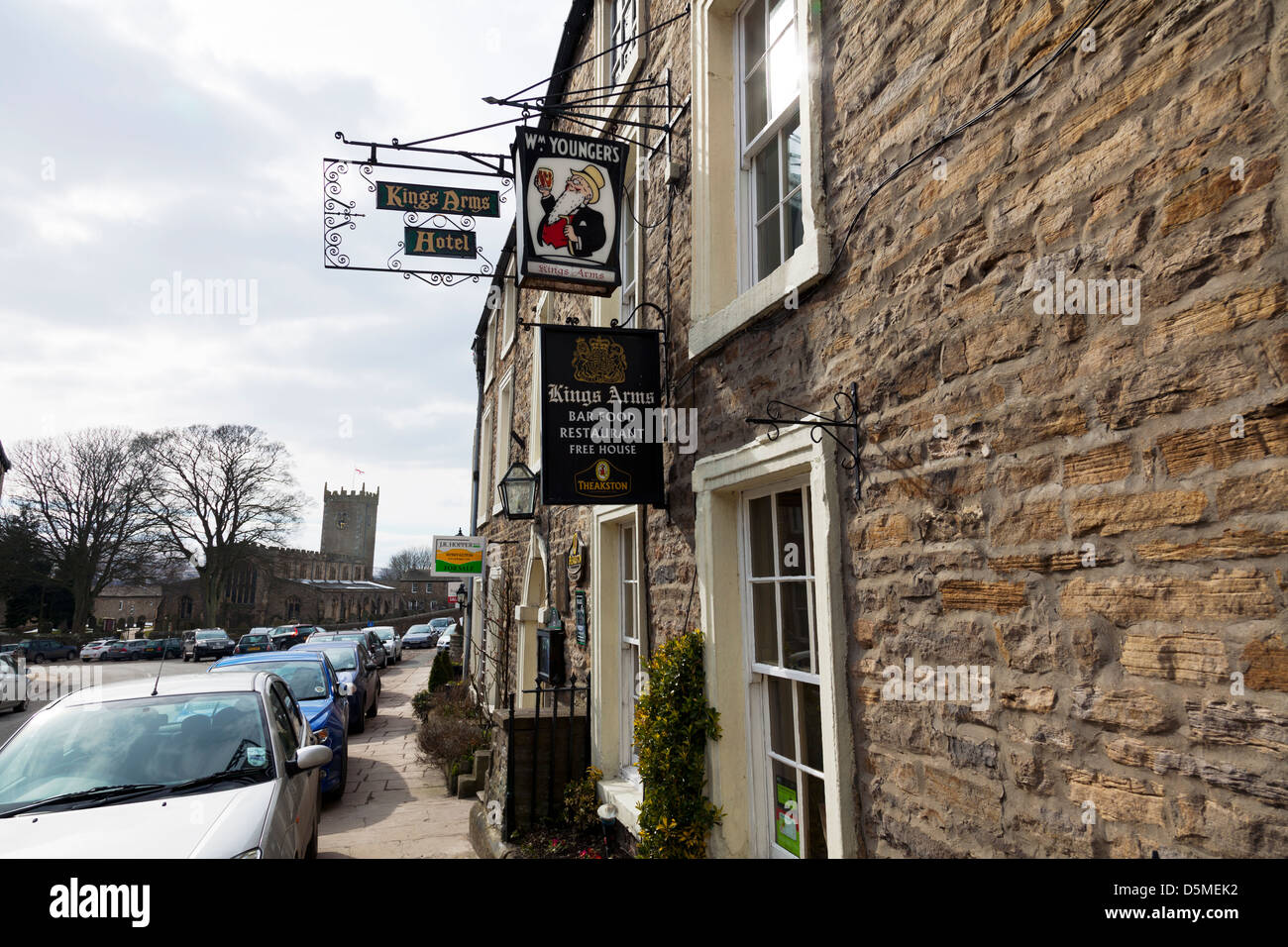 Das Kings Arms Hotel Pub und Bar in Askrigg Yorkshire Dales, UK, England Dorf verbunden mit James Herriot Stockfoto