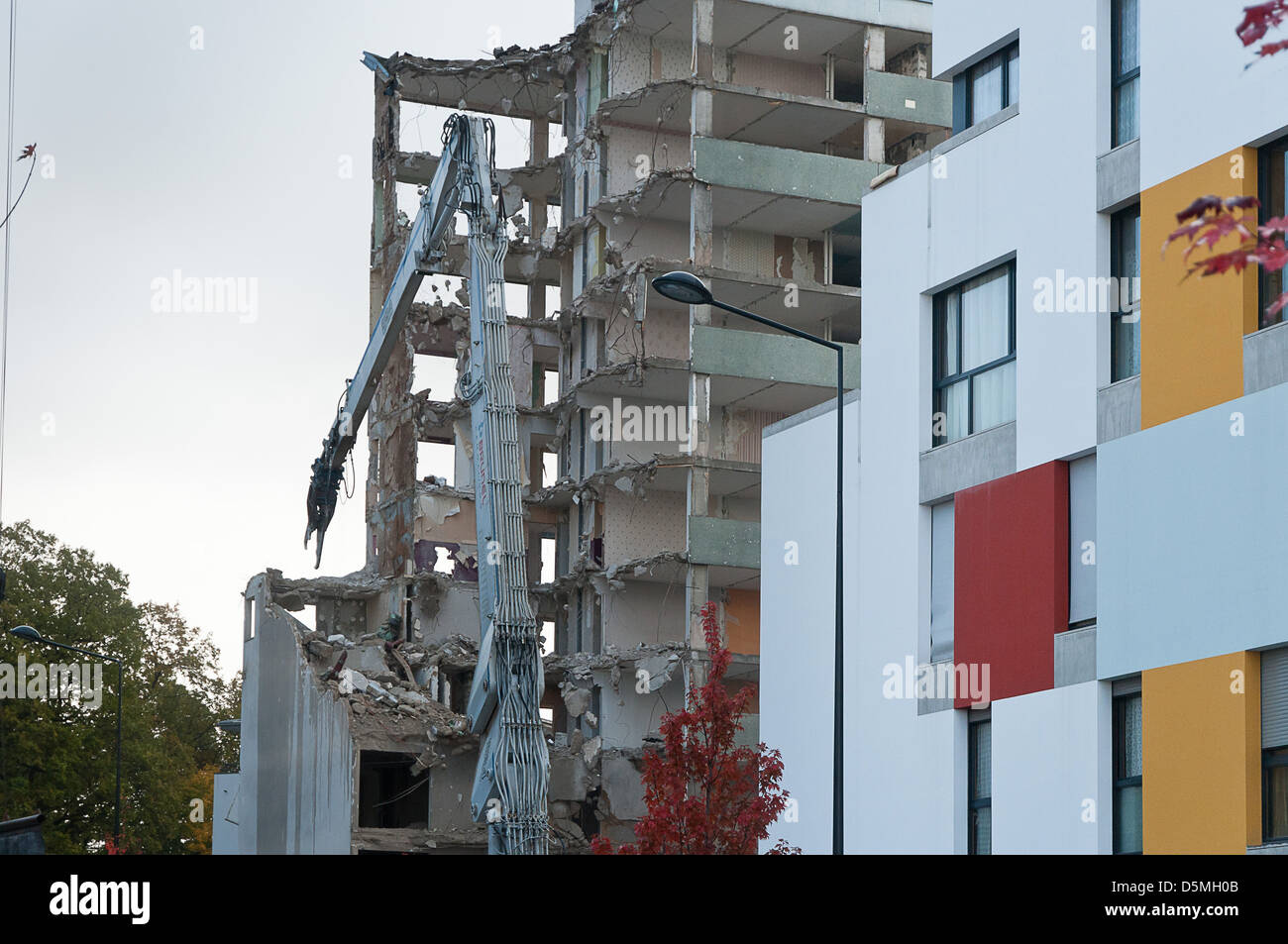 Umstrukturierung der städtischen Zusammensetzung auf die Nachbarschaften von Clichy-Sous-Bois & Clichy Montfermeil auf den Paris Vororten. Stockfoto