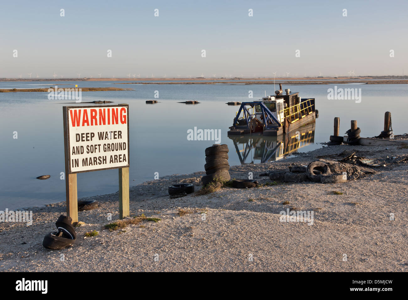 Hydraulischen Absaugung Dredge schaffen Lebensraum für Wildtiere. Stockfoto