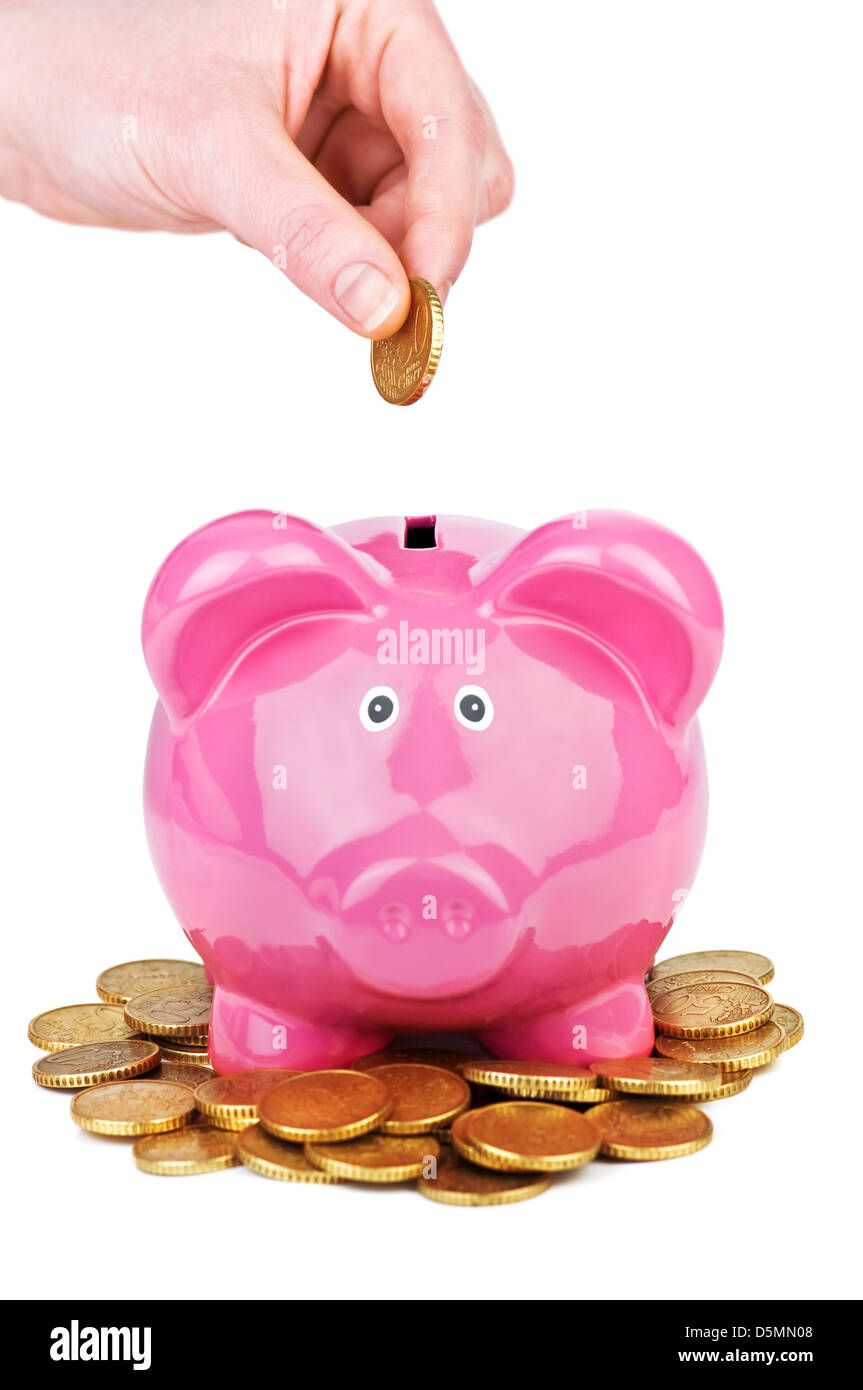 Rosa Schwein Spardose isoliert Stockfoto