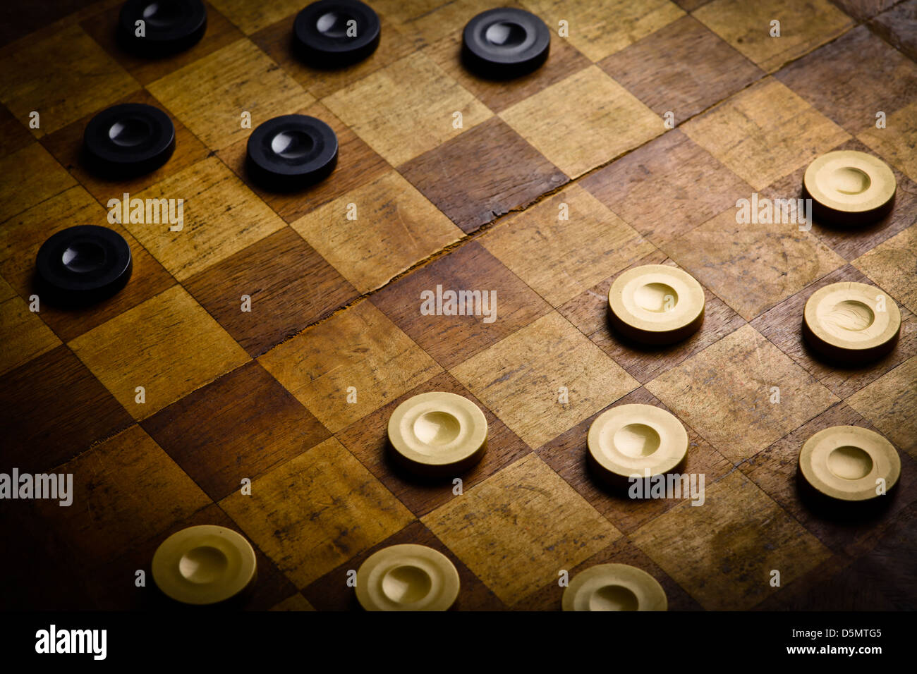 Farbe Schuss ein Vintage Zugluft oder Dame-Brettspiel. Stockfoto