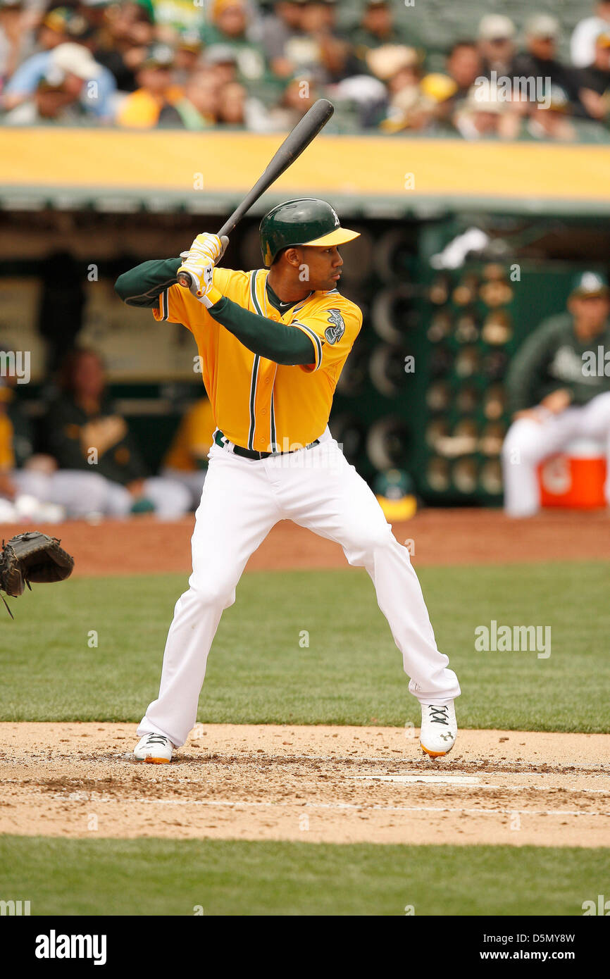 4. April 2013 - Oakland, CA, Vereinigte Staaten von Amerika - 4. April 2013 Oakland, CA... Oakland Athletics Outfielder Chris Young während der Aktion gegen die Seattle Mariners während der A ist 8: 2-Sieg am 4. April 2013 O.co Coliseum in Oakland, Kalifornien... Daniel Gluskoter/CSM Stockfoto