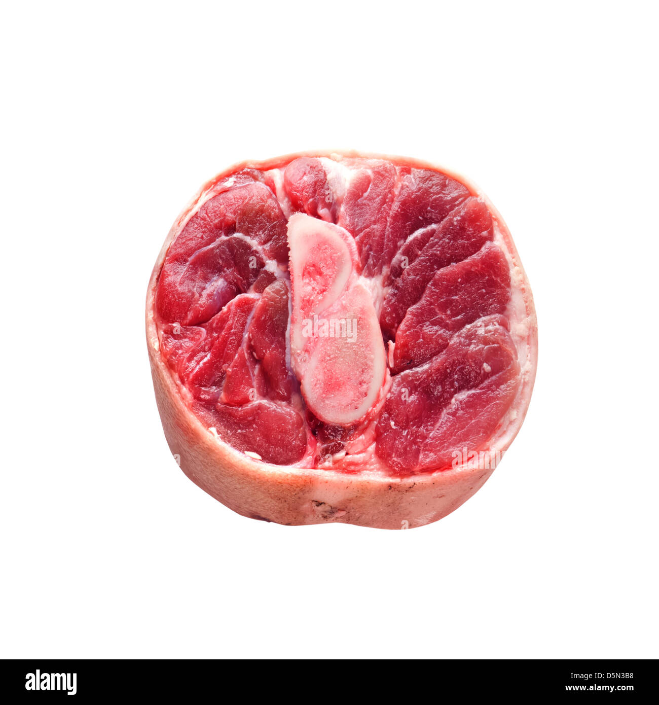 Stück Fleisch mit Knochen isoliert Stockfoto