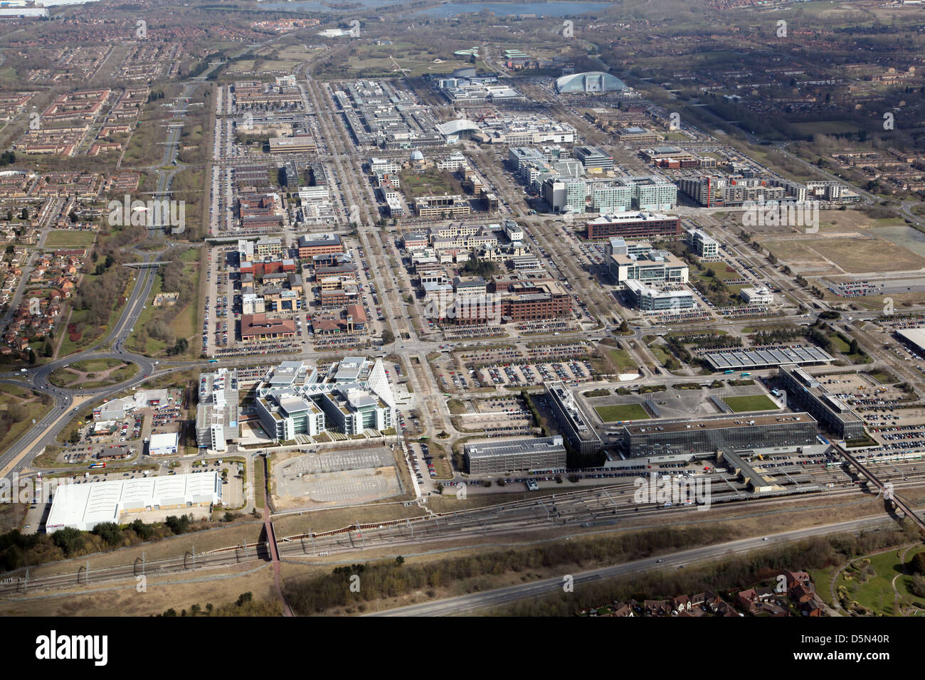 Luftaufnahme der Stadt Milton Keynes in Buckinghamshire Stockfoto