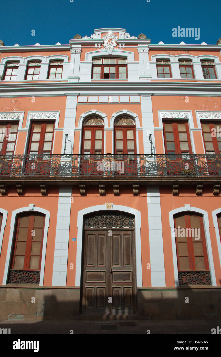 Gebäude Fassade Calle San Agustin Straße San Cristóbal De La Laguna die Stadt Teneriffa Kanarische Inseln-Spanien-Europa Stockfoto