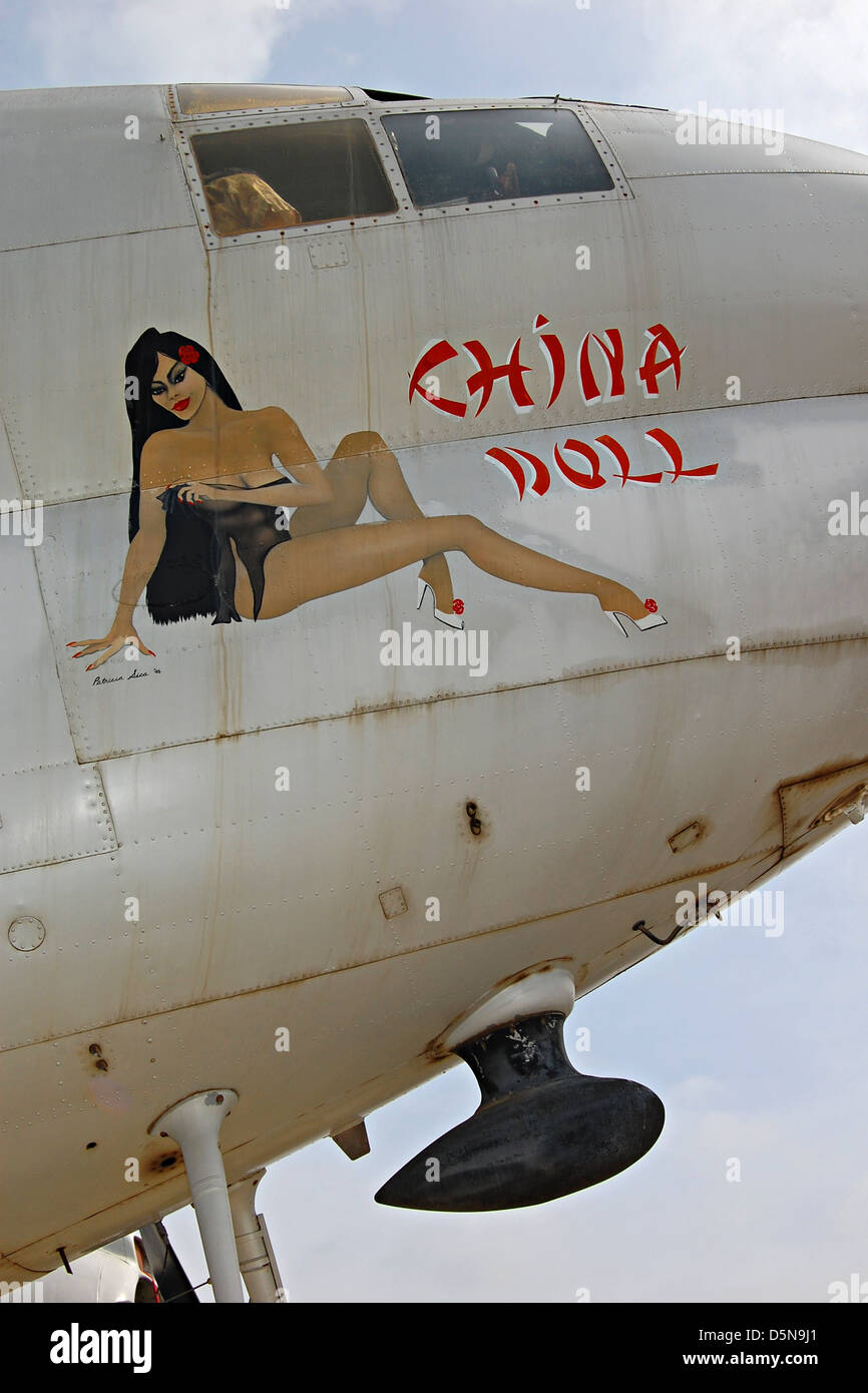 Curtiss C-46 Commando, Flughafen Camarillo, Kalifornien Stockfoto