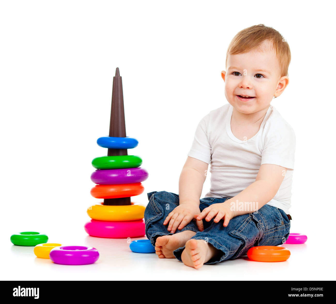 Kind spielt mit Farbe pyramidion Stockfoto