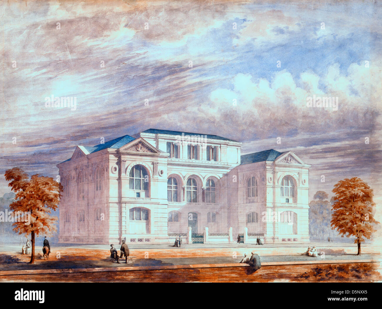 Lenox Library, New York City. Perspektive Rendern - Original architektonische Zeichnung, eine Präsentation rendern, zeigen die Lenox Library auf der Fifth Avenue in Perspektive aus Nordwesten. Stockfoto