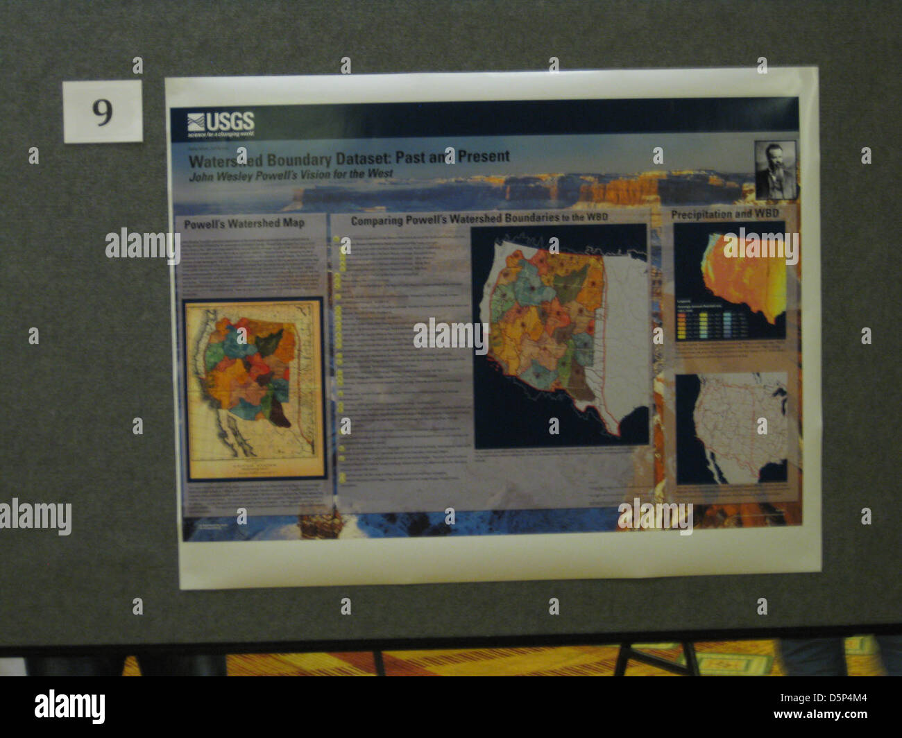 Dieses Poster der geologischen Karte zeigt topografische Merkmale, Vermessungsdaten und die Topographie nationaler Regionen. Er wurde im Rahmen einer Konferenz erstellt und beleuchtet geologische Kartierungstechniken und den Beitrag der USGS auf dem Gebiet der Geowissenschaften. Stockfoto