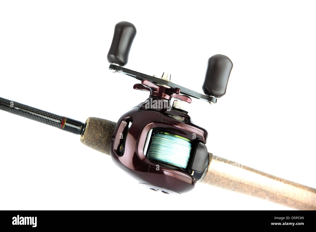 Schwerpunkt der Baitcasting ist violetter Farbe. Stockfoto