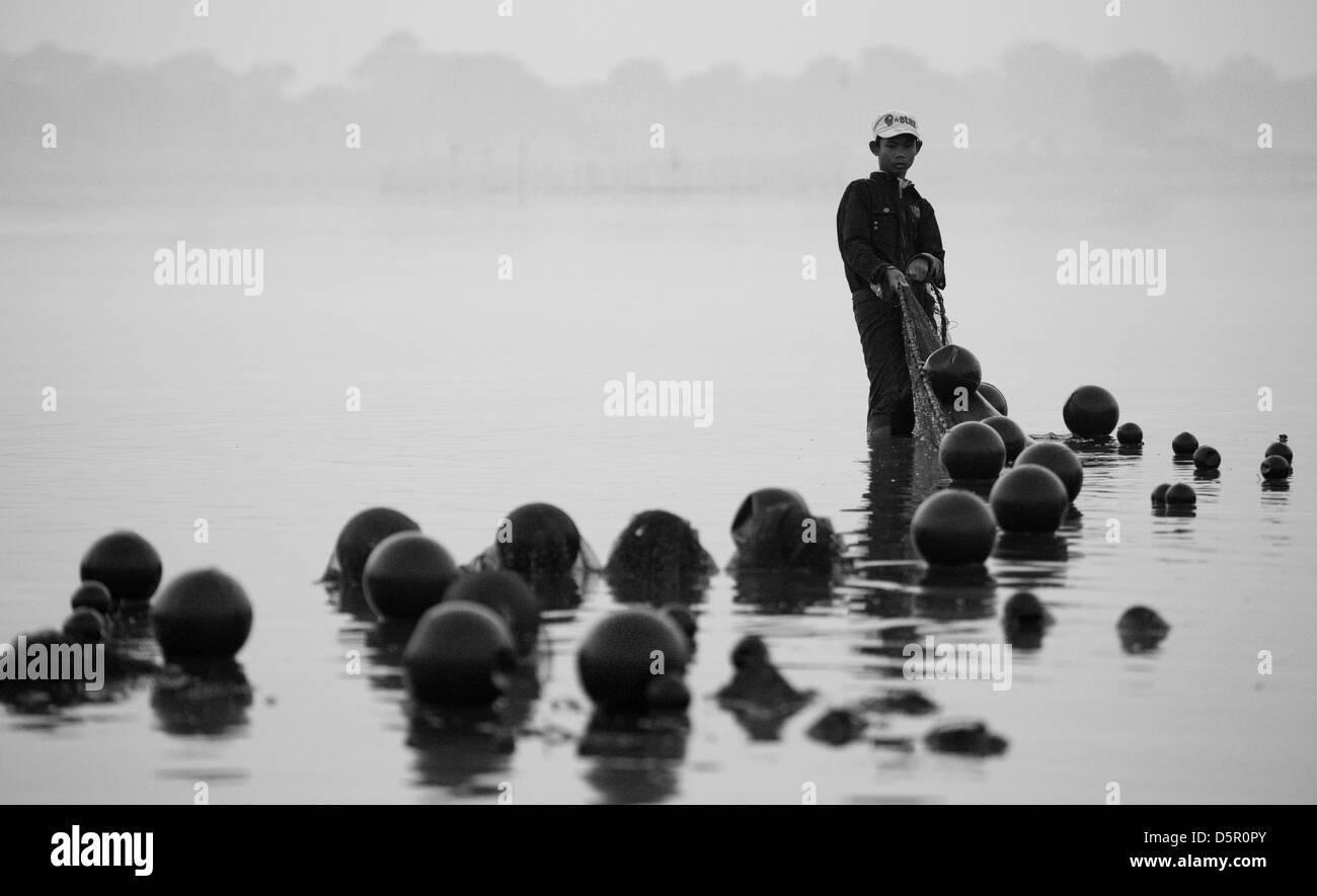 U Bein Brücke Teak, Burma Stockfoto