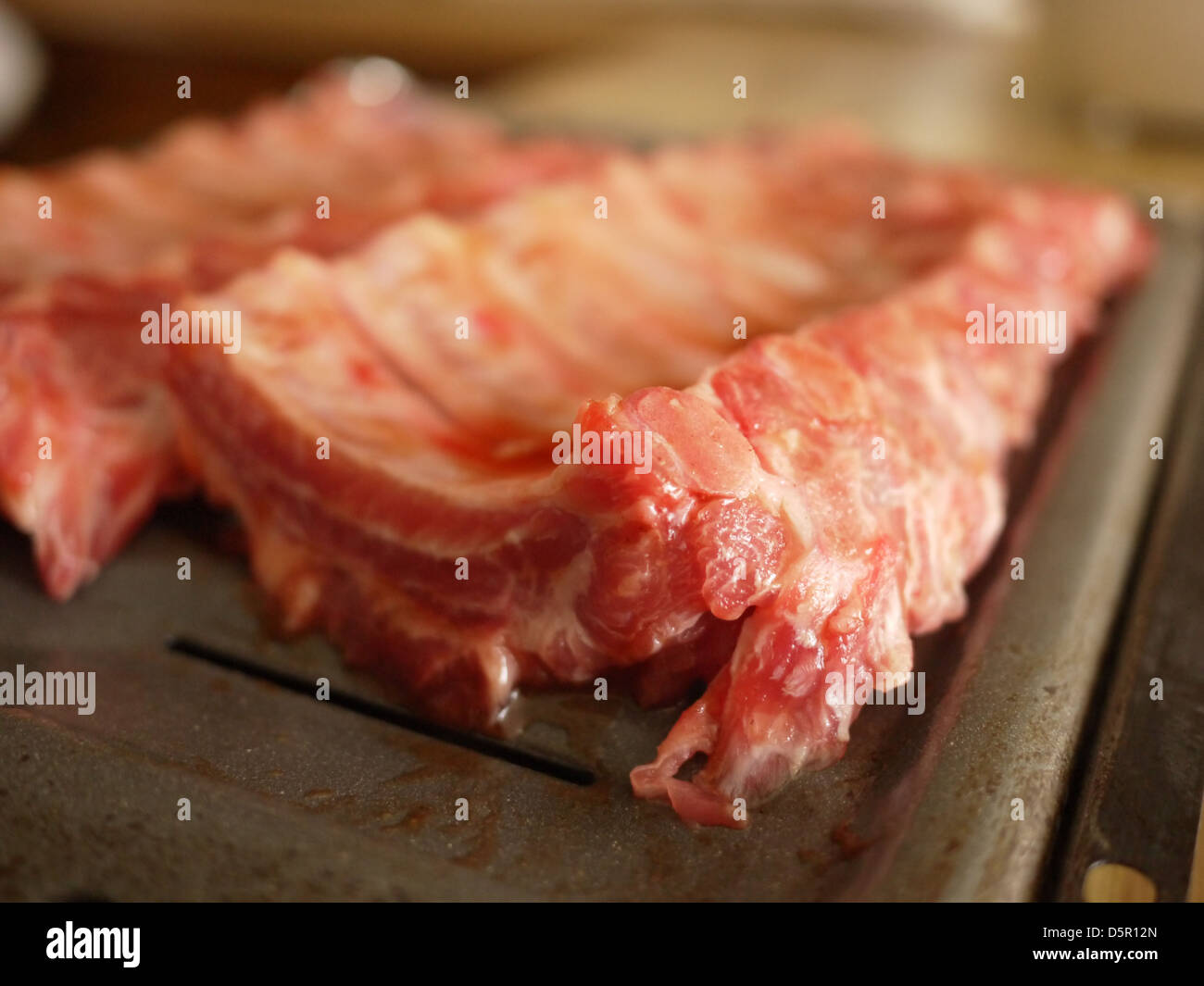 Schweinefleisch zurück Rippe rohes Fleisch Stockfoto