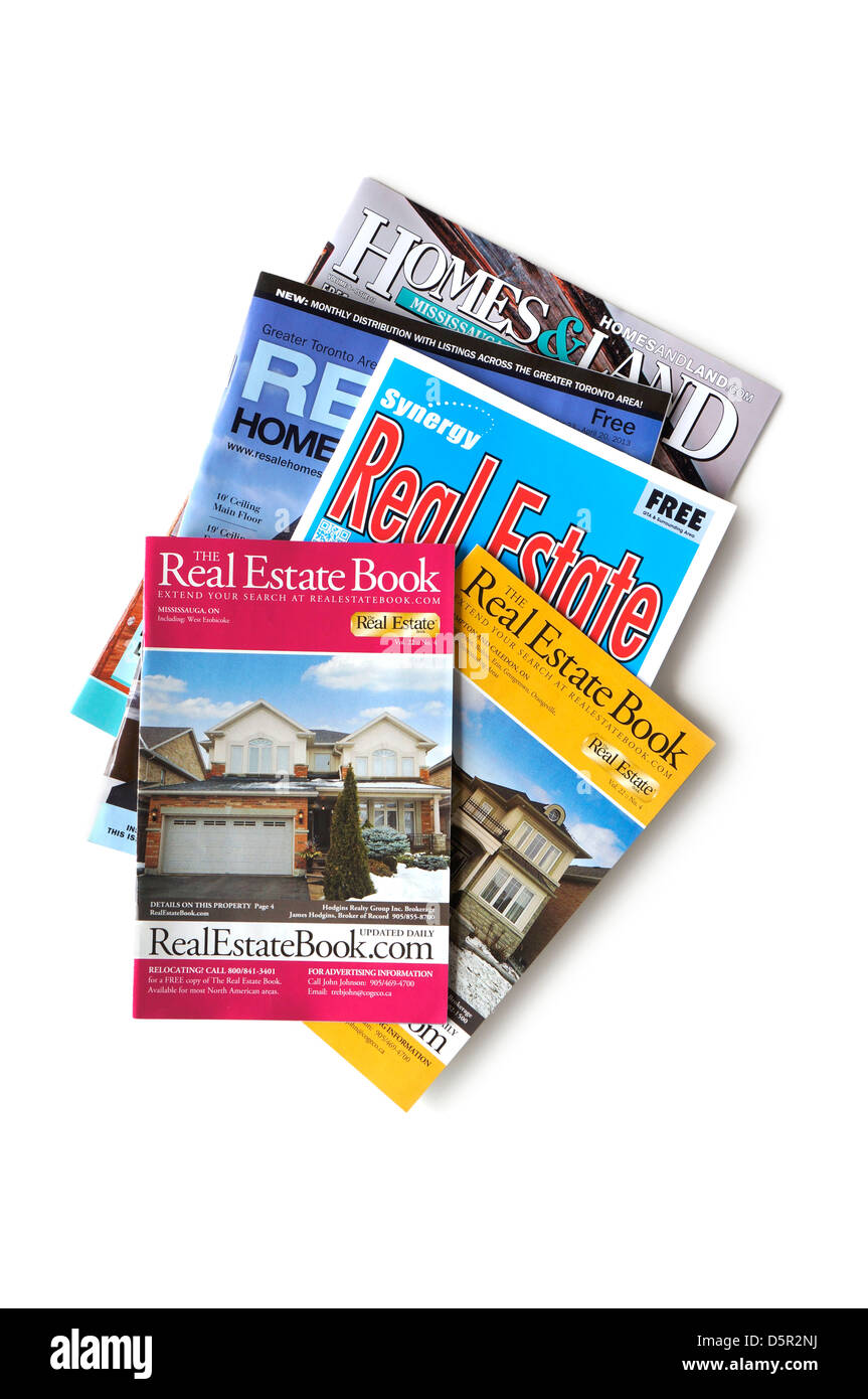 Immobilien, Häuser Eigentumswohnungen Grundstücke zum Verkauf, Weiterverkauf Booklets, Ontario, Kanada Stockfoto