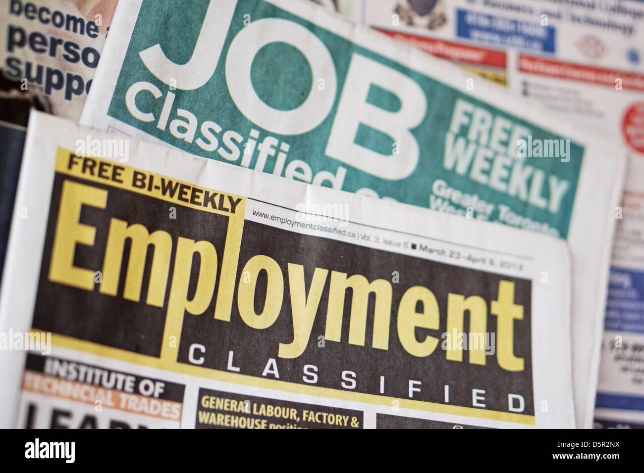 Jobs Beschäftigung Kleinanzeigen Zeitung, Ontario, Kanada Stockfoto
