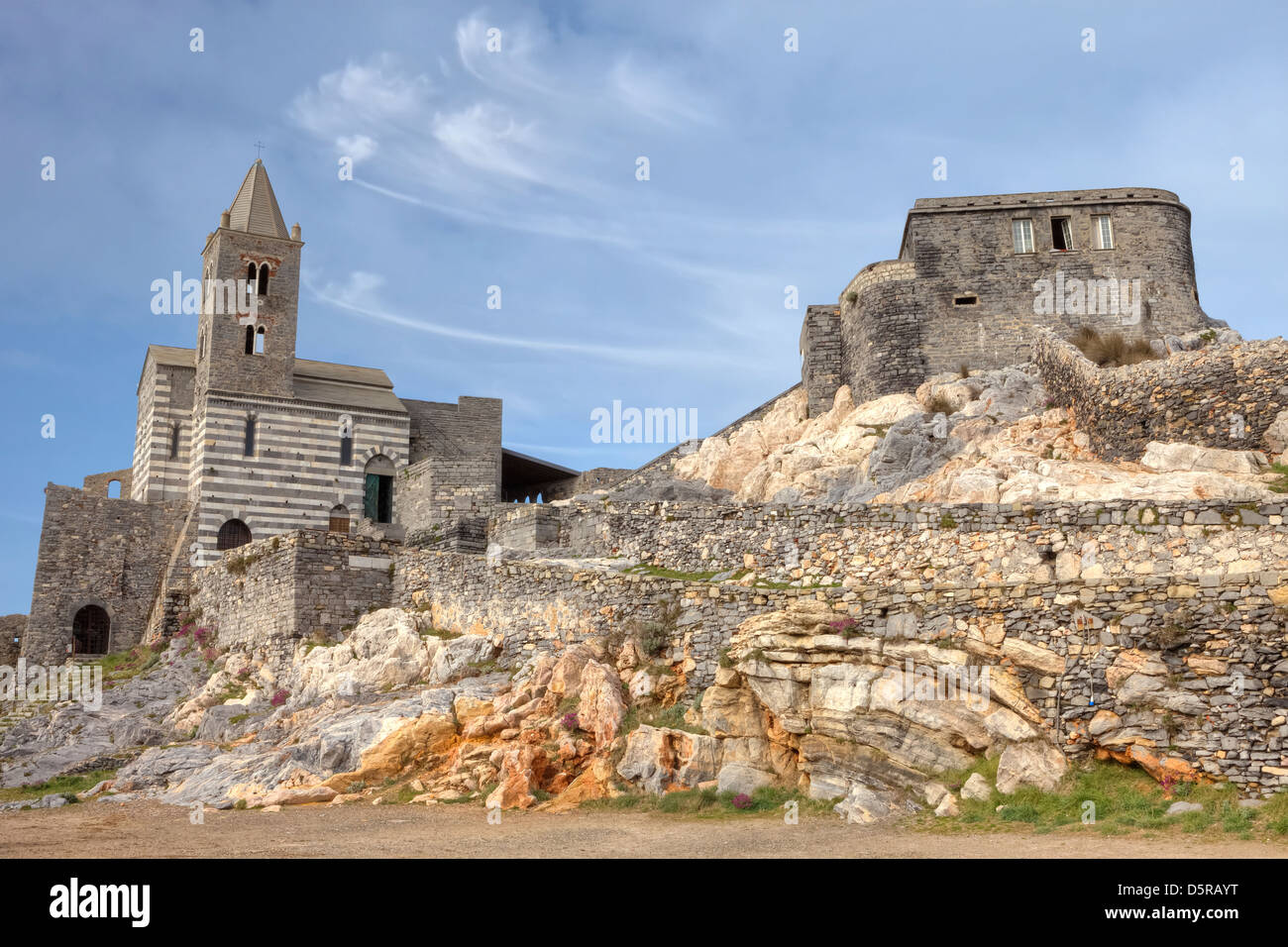 Porto Venere, Kirche San Pietro, Ligurien, Italien Stockfoto