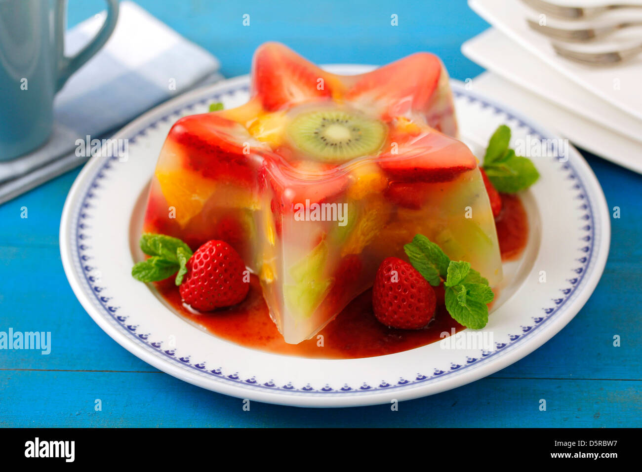 Obst-Jell-o mit Orangenblüte Geschmack.  Rezept zur Verfügung. Stockfoto