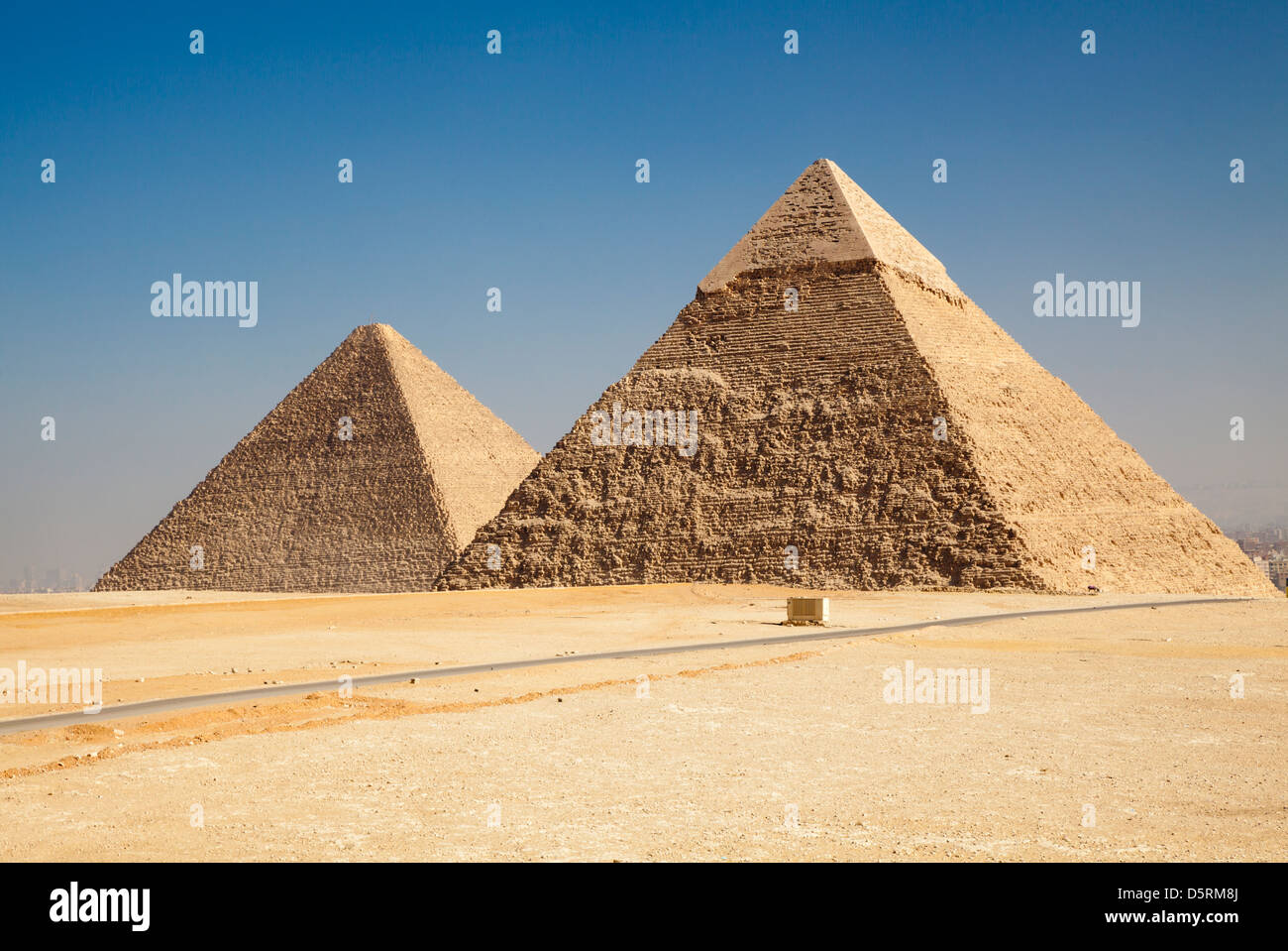 Die große Pyramide Komplex von Gizeh (Pyramide von Khufu und Pyramide von Khafre) in Ägypten Stockfoto