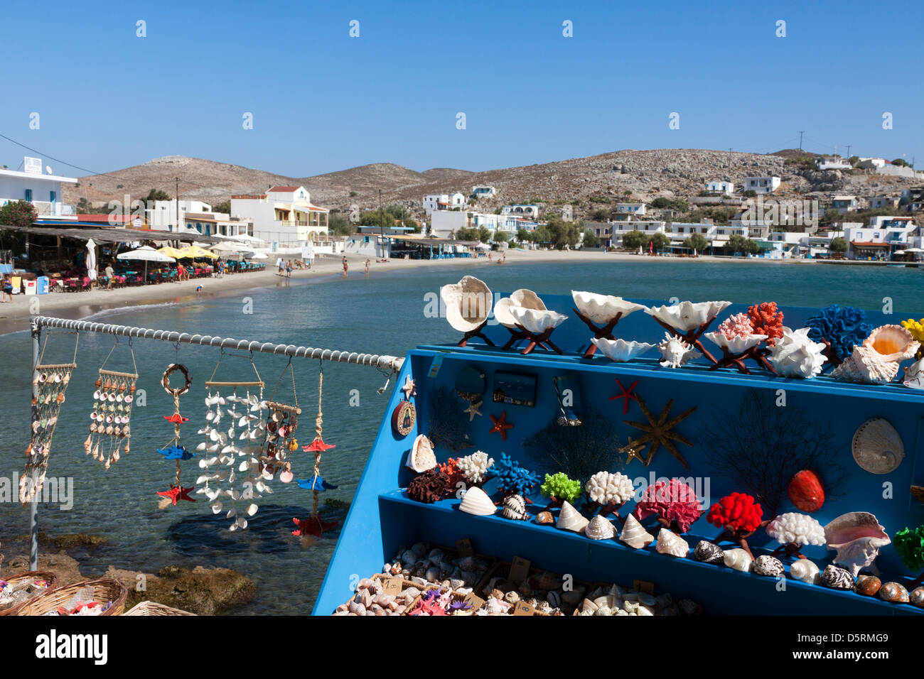Schalen für den Verkauf auf der griechischen Insel Pserimos Stockfoto
