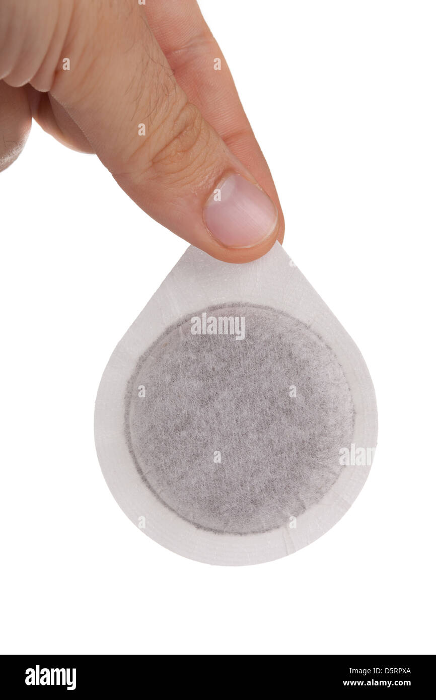 Kaffee Pods auf weißem Hintergrund Stockfoto