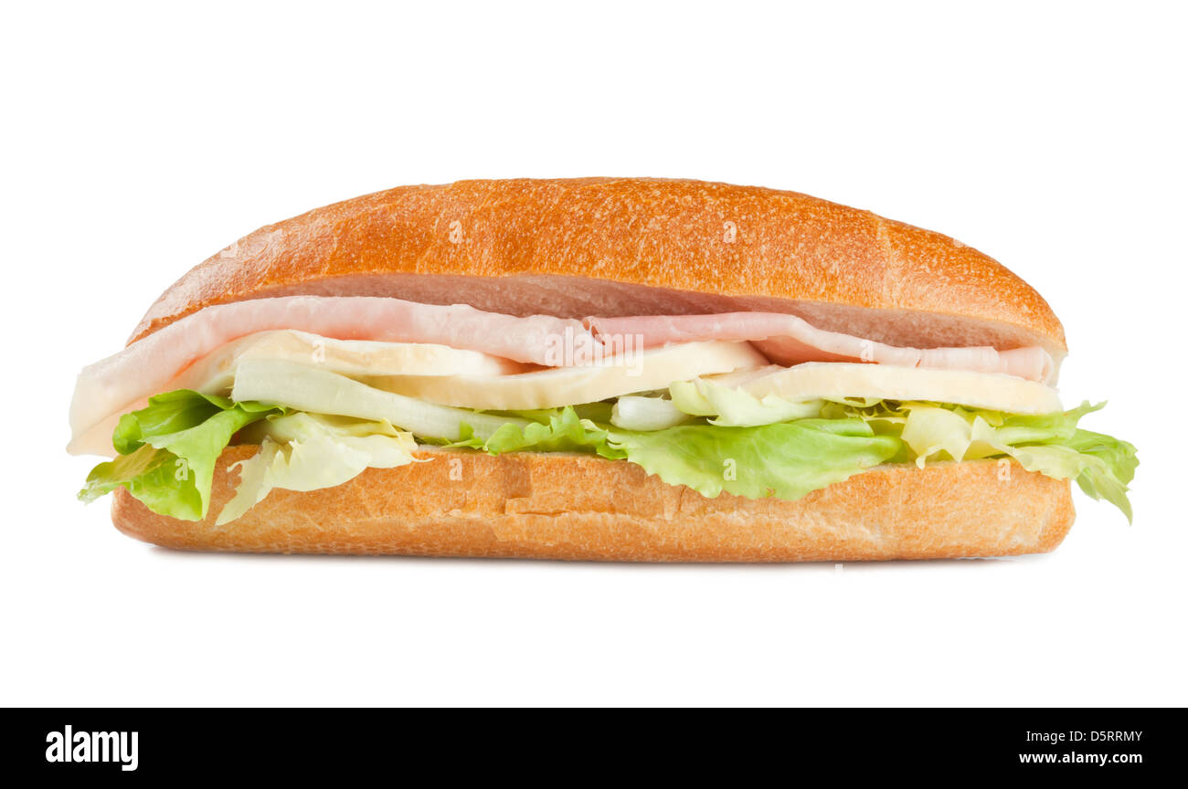 Sandwich mit Schinken, Käse und Salat Stockfoto