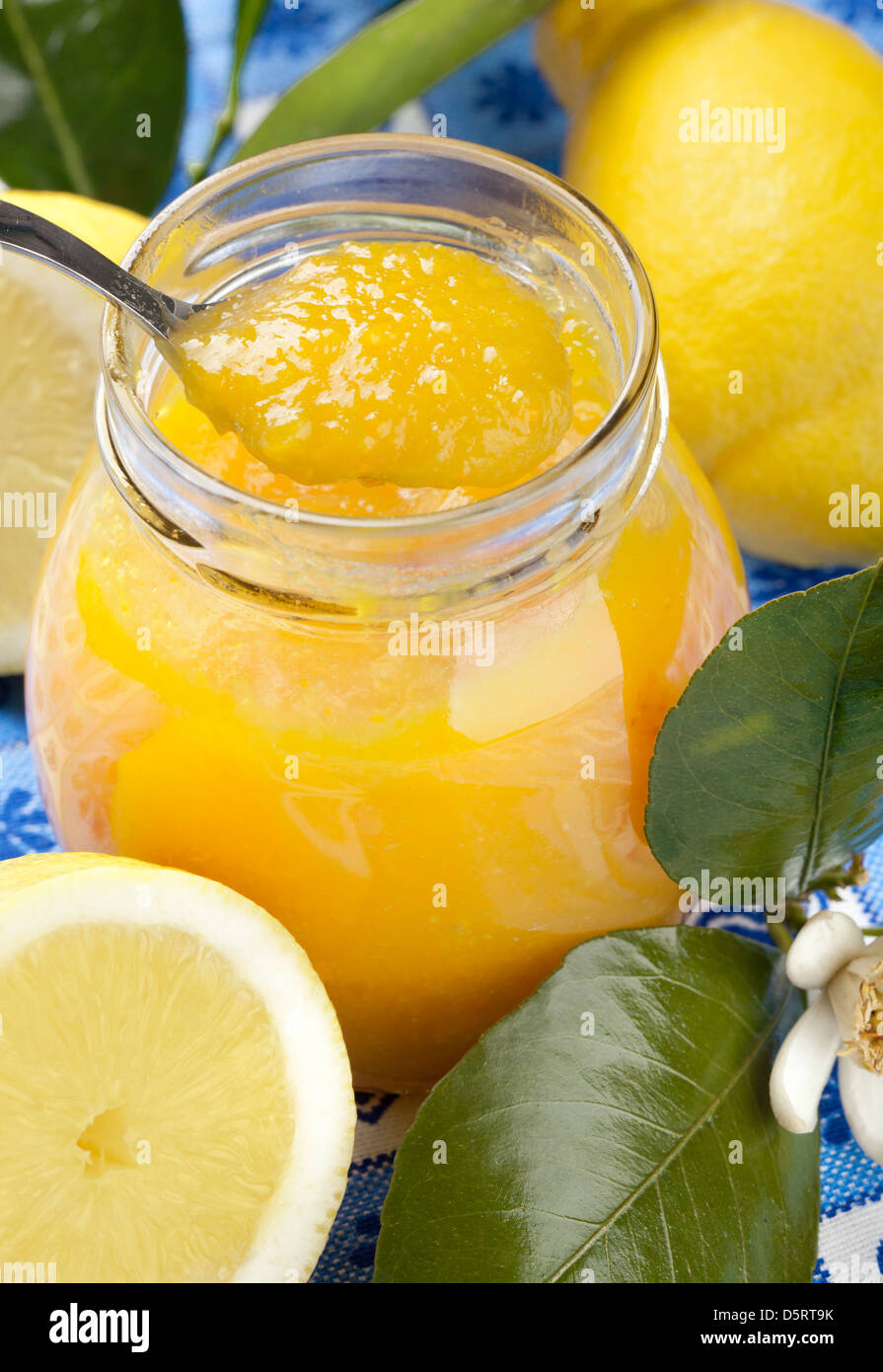 Hausgemachte Zitronen Marmelade auf dem Tisch Stockfoto