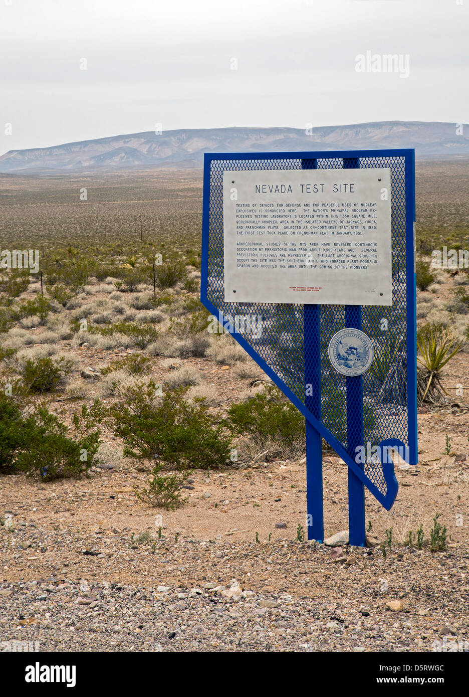Die Nevada National Security Site, früher bekannt als der Nevada Test Site, wo Atomwaffen von 1951 bis 1992 getestet wurden. Stockfoto